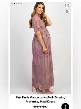 PinkBlush Mauve Lace Mesh Overlay
Maternity Maxi Dress size small